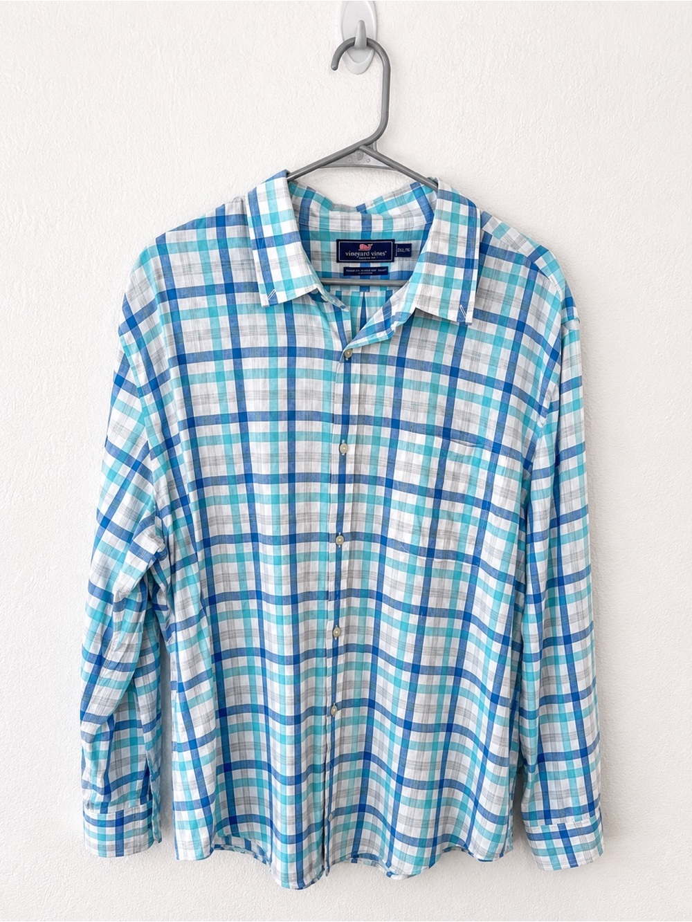 Vineyard Vines Men’s Blue & White Plaid Button-Up Shirt XXL